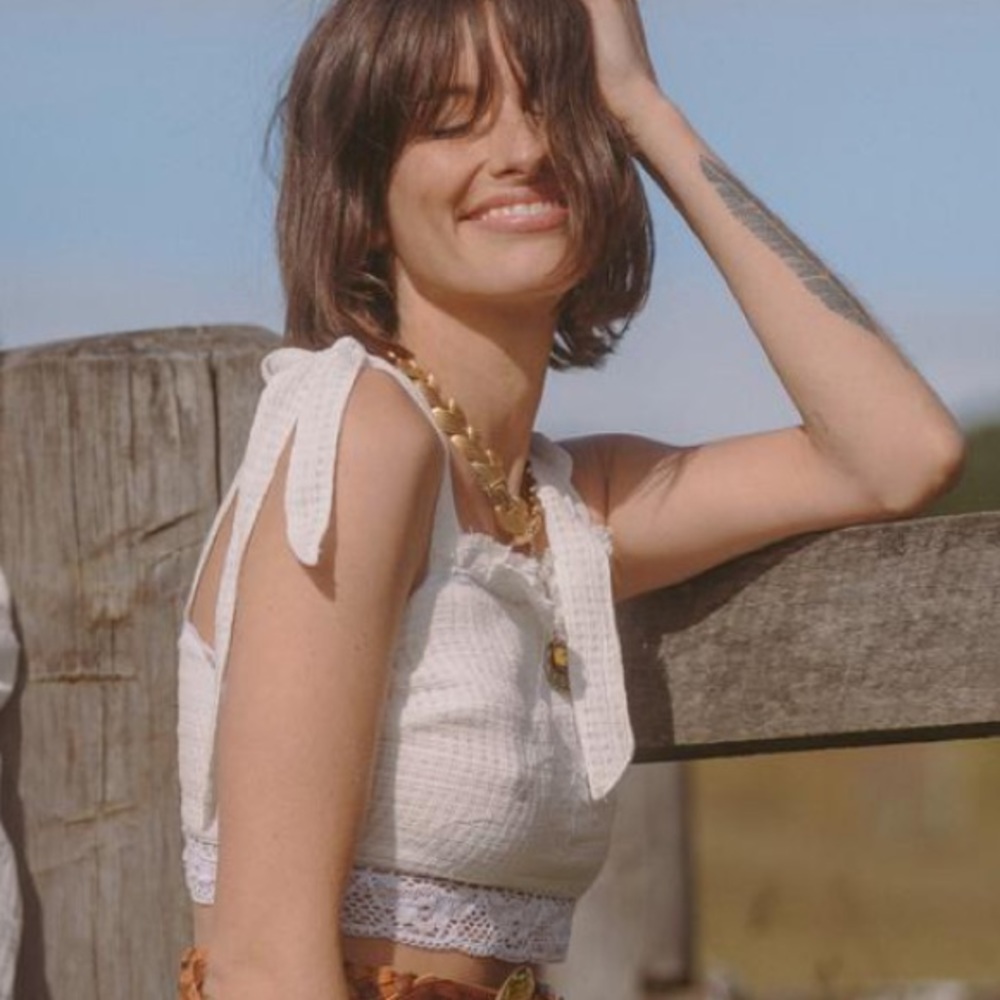 Chasing Unicorns π€ Precious Angel Embroidered Cropped Camisole sz S - Picture 7 of 17